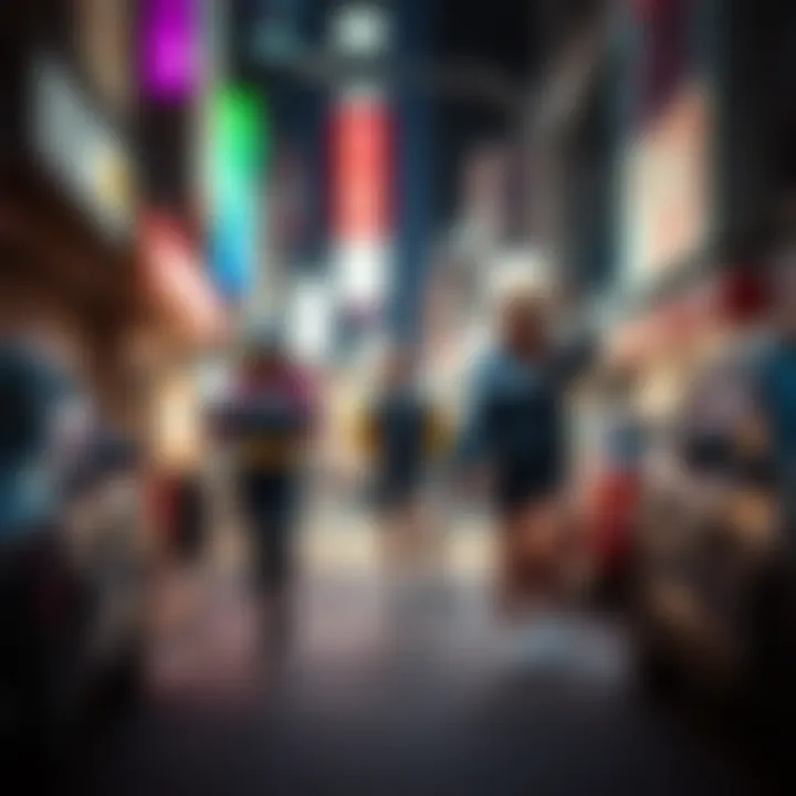 A dynamic street scene showcasing 80s athletic wear