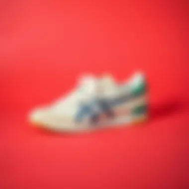 A vintage 80s sneaker on a bold colored background