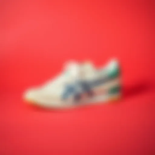 A vintage 80s sneaker on a bold colored background