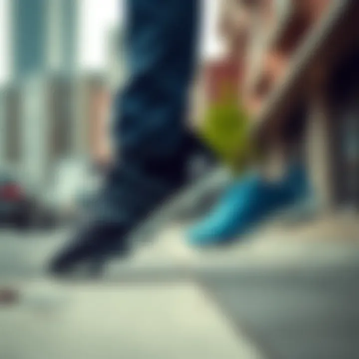 Stylish display of Adidas boots against an urban backdrop