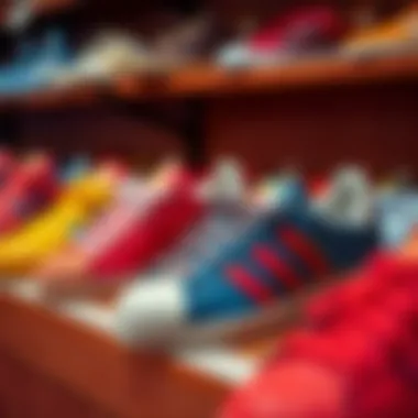 Collection of Adidas Superstar shoes in various colors