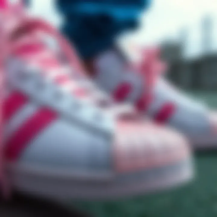 Close-up view of the Adidas Superstar's distinctive shell toe