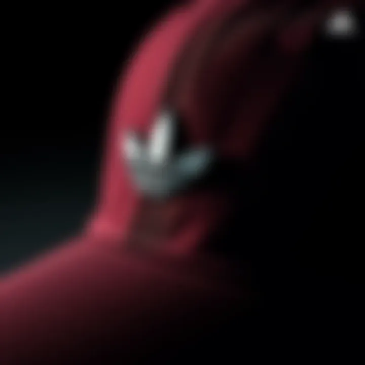 Close-up of Adidas cap material and design