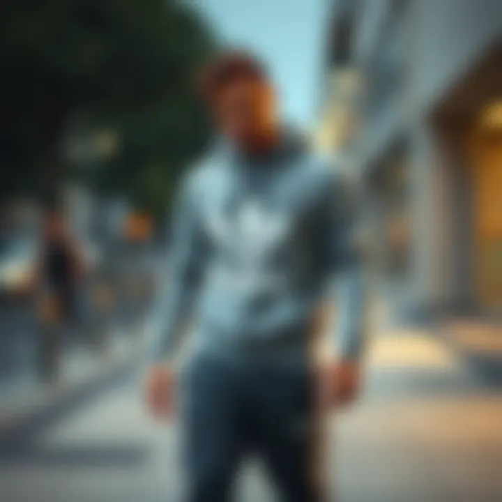 Man demonstrating casual outfit with tapered sweatpants