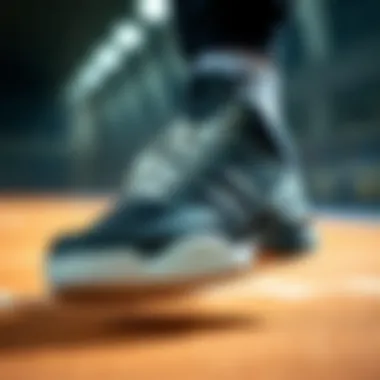Close-up of the innovative design features of Adidas Hoops footwear