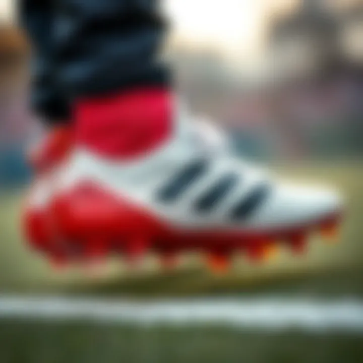 Close-up of innovative design features of the cleats