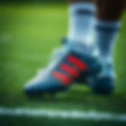 Dynamic action shot of soccer cleats on the field