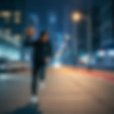 Athlete wearing Adidas Niteball in an urban environment