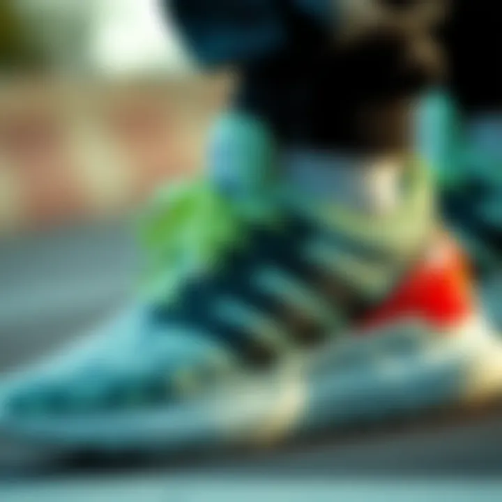 Close-up of the materials used in Adidas Ozweego footwear