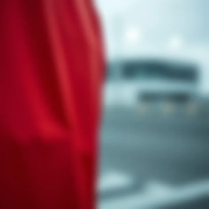 Close-up of the material quality used in the Adidas red rain jacket