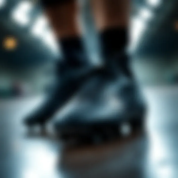 Elegant black soccer cleats showcasing innovative design.