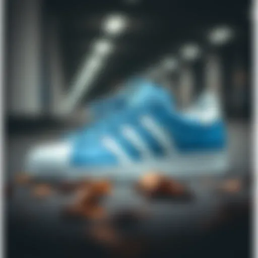 Unique Design of Adidas Superstar Blue and White Adidas Superstar Blue and White sneakers showcasing their unique design.