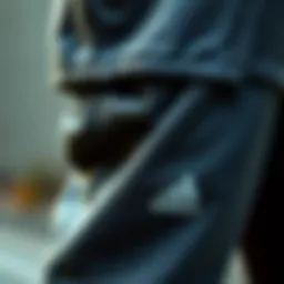 Stylish close-up of tapered sweatpants showcasing fabric texture