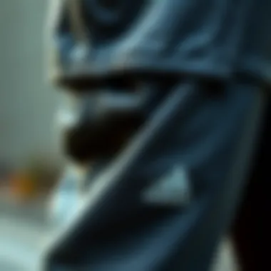 Stylish close-up of tapered sweatpants showcasing fabric texture