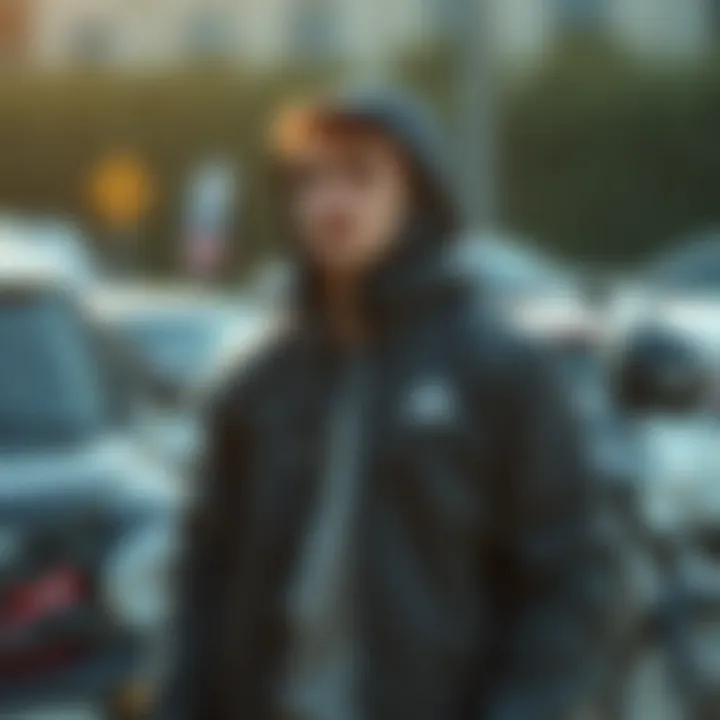 Stylish outdoor setting with Adidas Terrex jacket in action