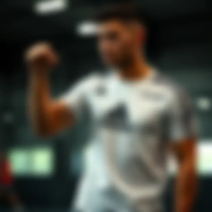 Athlete wearing an Adidas t-shirt during a workout session