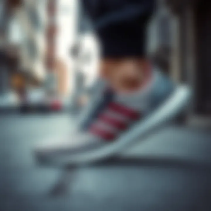 Stylish Adidas running shoes displayed in an urban environment