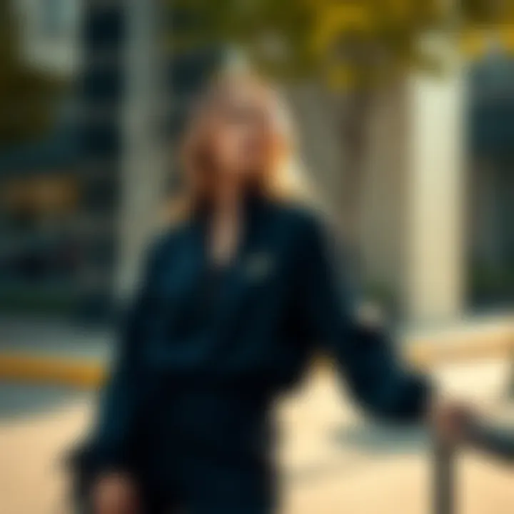 Elegant ASICS tracksuit in a chic urban setting