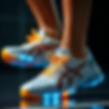 Close-up of Asics volleyball shoe technology