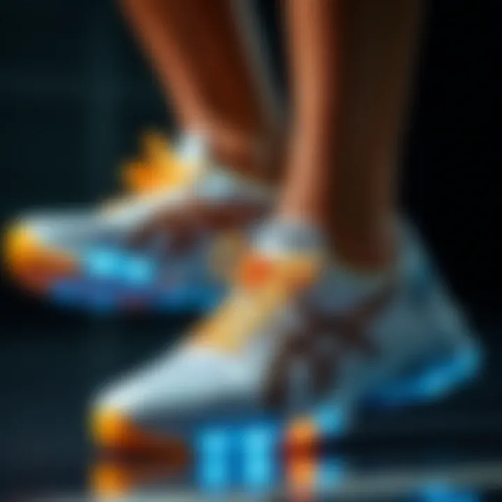 Close-up of Asics volleyball shoe technology