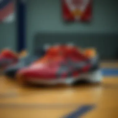 A selection of different styles and colors of Asics wrestling shoes