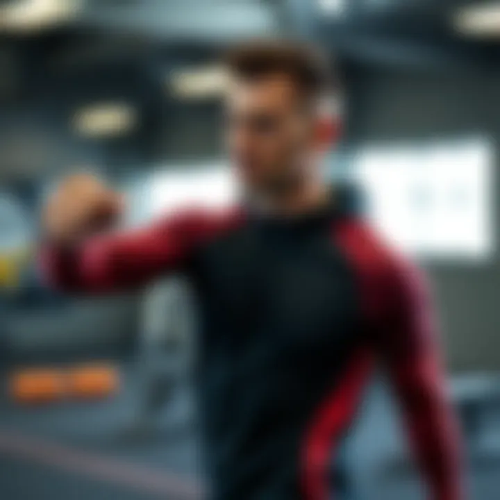 Athlete performing exercises in high-performance clothing