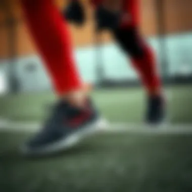 An athlete wearing Lescon shoes during training, showcasing durability and style.