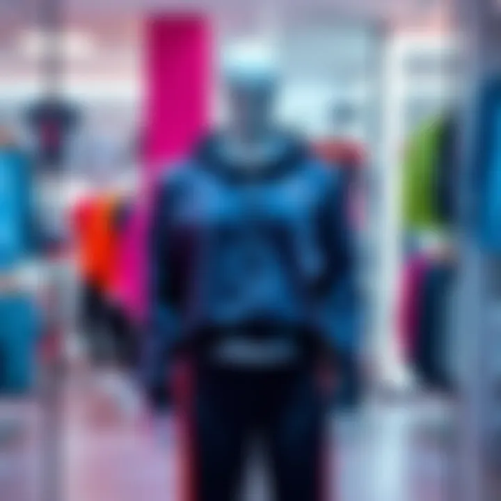 A stylish athletic outfit displayed on a mannequin in a vibrant store