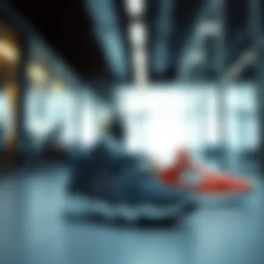 Trendy sneakers showcased in a modern setting