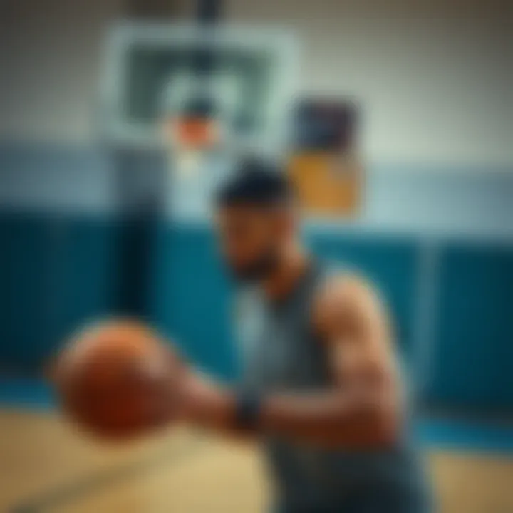 Athlete practicing with a basketball drill