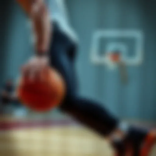 Dynamic action shot of a basketball player wearing stylish athletic tights