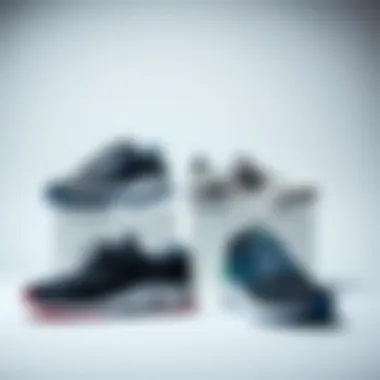 Fashionable athletic shoes displayed against a minimalist backdrop
