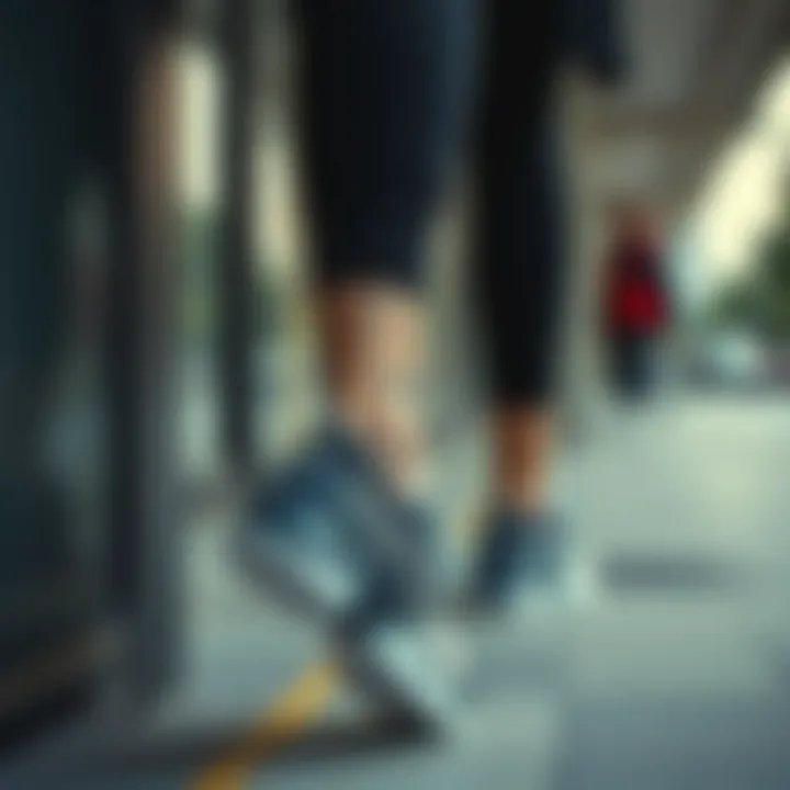 Women sporting stylish athletic shoes in an urban setting