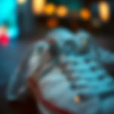 Close-up of the quality fabric used in white Converse shoes