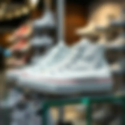Elegant white Converse footwear on a stylish display