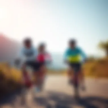 Group of friends enjoying a cycling trip together