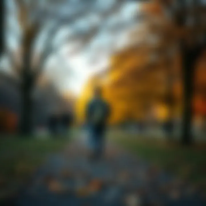 Person walking in a park during autumn