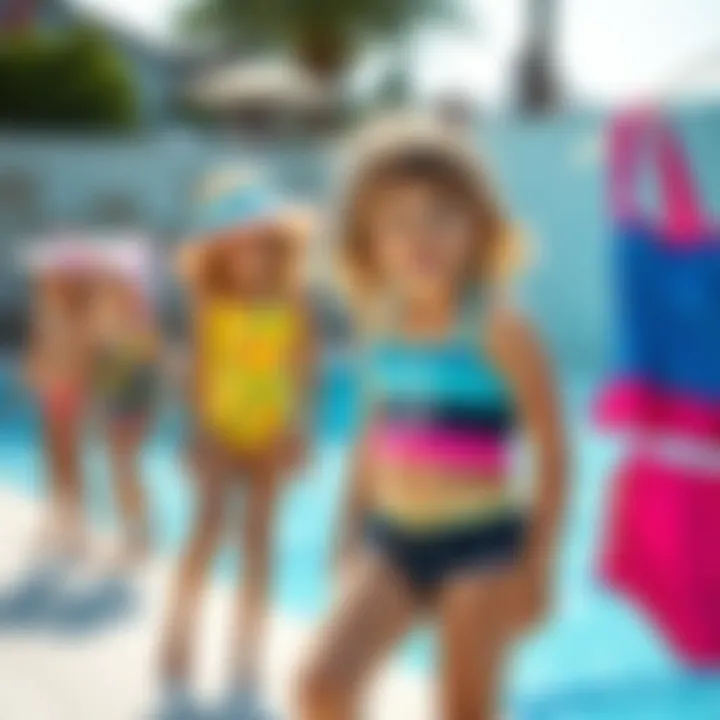 Diverse Styles and Colors for Children's Swimwear Colorful swimwear styles displayed