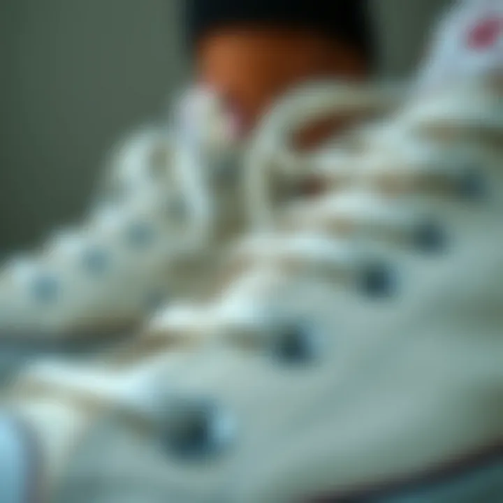 Close-up of Converse shoe materials