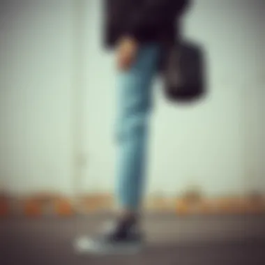 Fashionable outfit styled with Converse platform black shoes