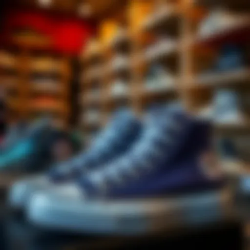 Stylish Converse shoes displayed in a boutique