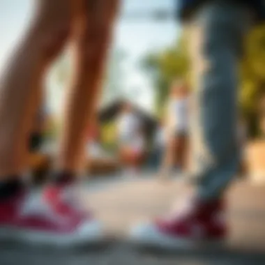 A group of individuals enjoying activities wearing Converse