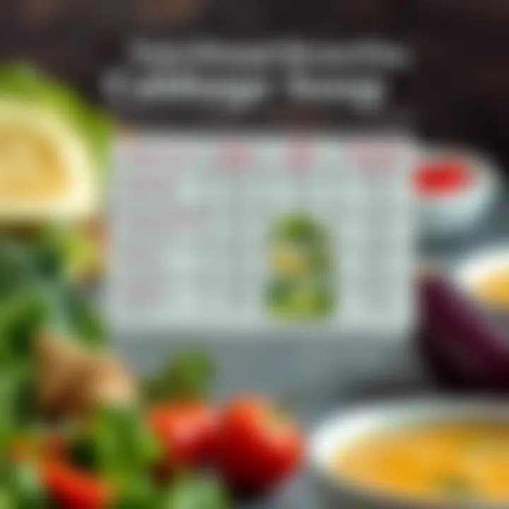 Nutritional chart illustrating the benefits of cabbage soup