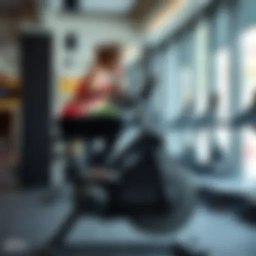A person using an elliptical bike in a modern gym setting