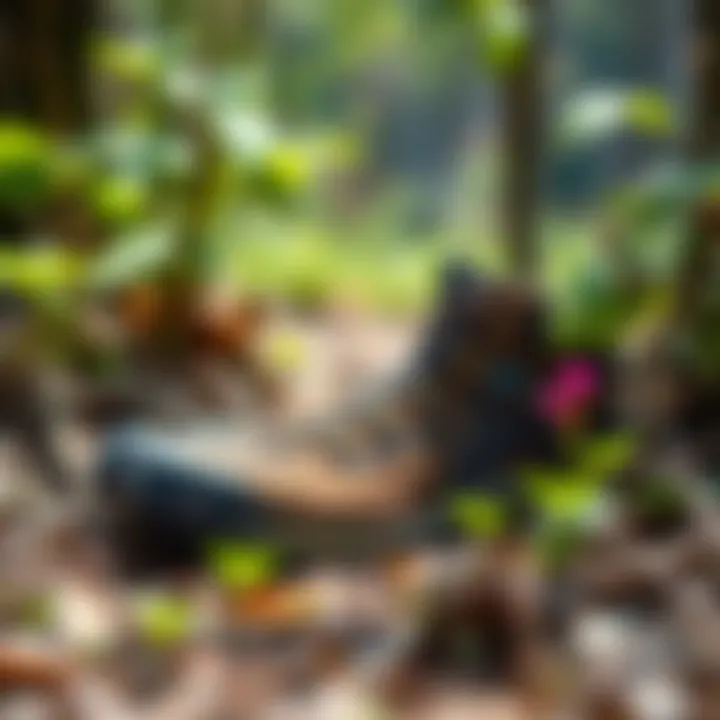 Durable Hiking Shoes in Nature A pair of durable hiking shoes surrounded by nature