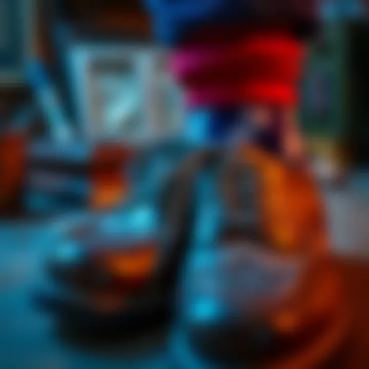 Detailed view of intricate craftsmanship in vintage shoes