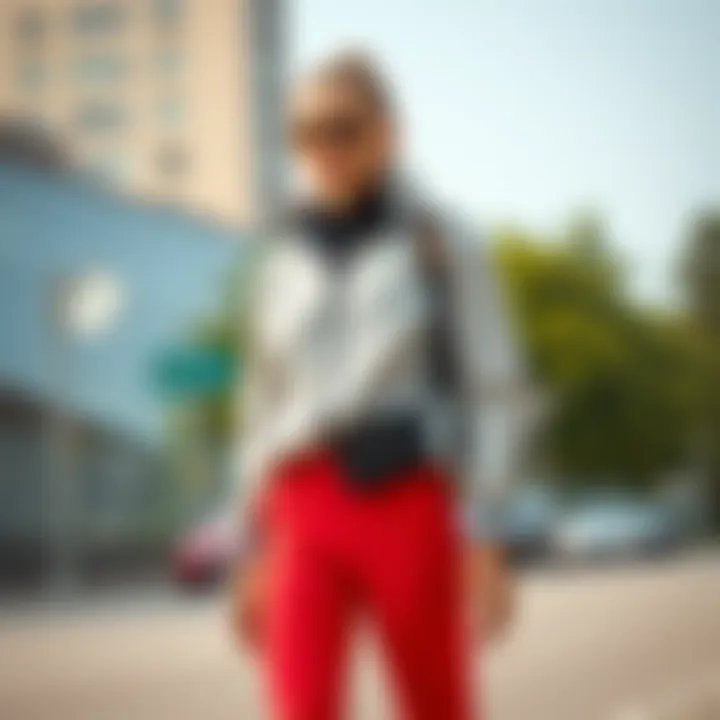 Fashionable outfit combining tech fleece with sporty accessories