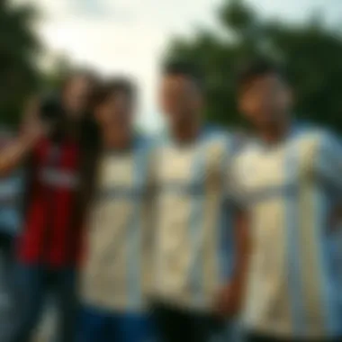 Group of friends showcasing their Fenerbahçe jerseys with enthusiasm