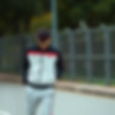 A stylish individual wearing the Fenerbahçe Puma tracksuit during an outdoor activity