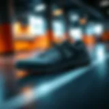 A close-up of high-performance fitness shoes on a gym floor
